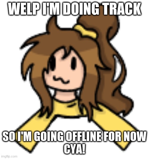 UwU | WELP I'M DOING TRACK; SO I'M GOING OFFLINE FOR NOW
CYA! | image tagged in lily shoulder head buddy | made w/ Imgflip meme maker