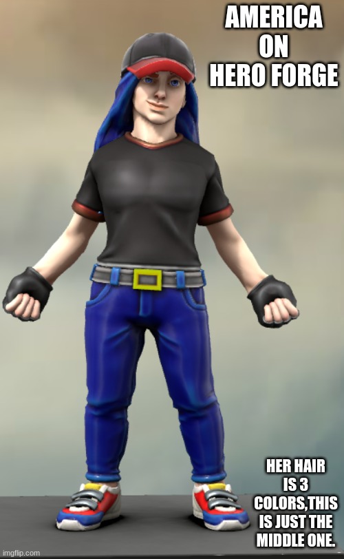 is this allowed? | AMERICA ON HERO FORGE; HER HAIR IS 3 COLORS,THIS IS JUST THE MIDDLE ONE. | image tagged in memes | made w/ Imgflip meme maker