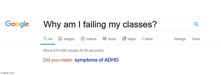 Just Discovered I have ADHD | Why am I failing my classes? symptoms of ADHD | image tagged in did you mean | made w/ Imgflip meme maker