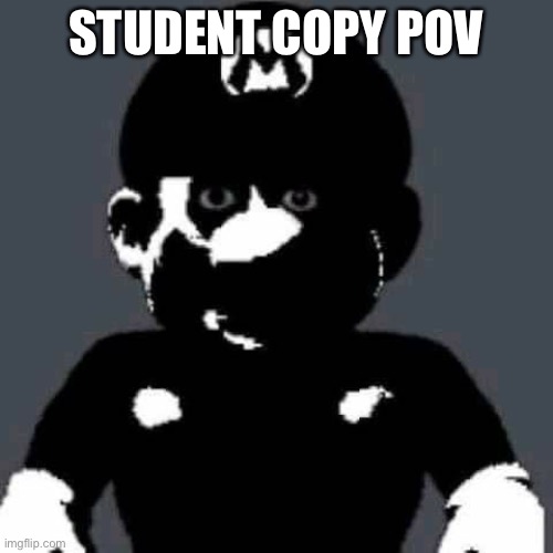 Sheeeeeeeesh | STUDENT COPY POV | image tagged in scary mario | made w/ Imgflip meme maker