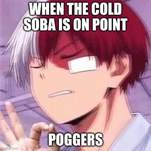Todoroki | WHEN THE COLD SOBA IS ON POINT; POGGERS | image tagged in todoroki | made w/ Imgflip meme maker