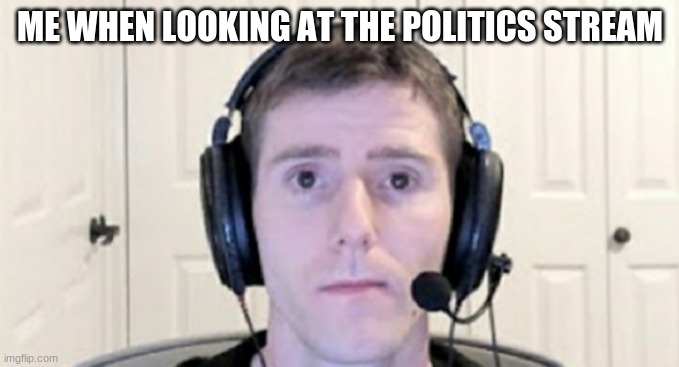 dead inside youtuber | ME WHEN LOOKING AT THE POLITICS STREAM | image tagged in dead inside youtuber | made w/ Imgflip meme maker