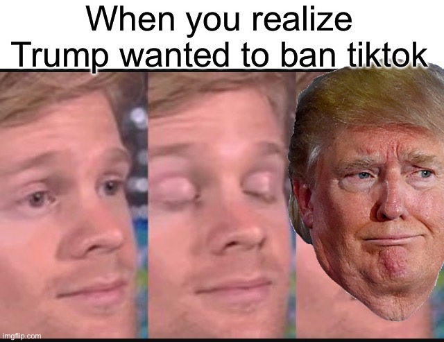 Blinking guy | When you realize Trump wanted to ban tiktok | image tagged in blinking guy | made w/ Imgflip meme maker