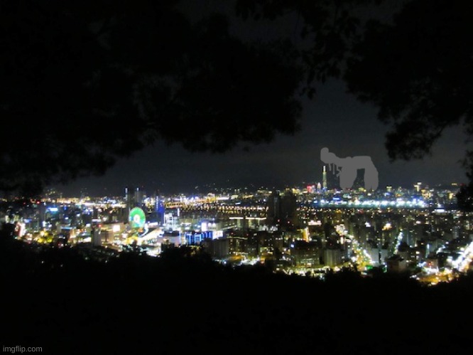 You are watching the city from a mountain view and you see this. | image tagged in a city at night | made w/ Imgflip meme maker