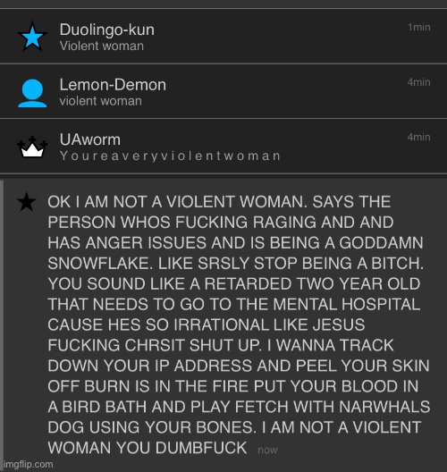 I am not a violent woman, I am extremely calm. | made w/ Imgflip meme maker
