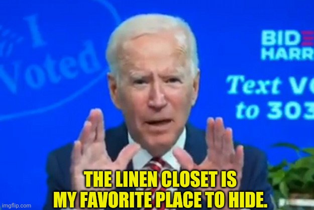 THE LINEN CLOSET IS MY FAVORITE PLACE TO HIDE. | made w/ Imgflip meme maker