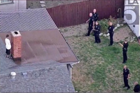 Guy hiding from cops on roof Blank Meme Template