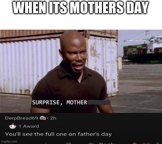 Technically, this is not repost since I changed some of the comments and added custom images. | WHEN ITS MOTHERS DAY | image tagged in suprise,mother | made w/ Imgflip meme maker