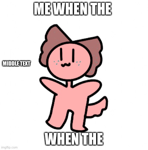 e | ME WHEN THE; MIDDLE TEXT; WHEN THE | made w/ Imgflip meme maker