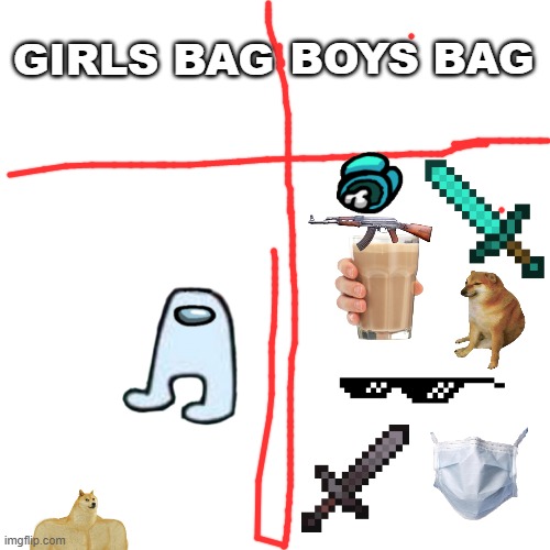 no way you can fit a dead body | BOYS BAG; GIRLS BAG | image tagged in memes,blank transparent square | made w/ Imgflip meme maker