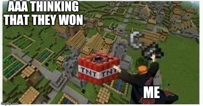 We must fight them no matter what | AAA THINKING THAT THEY WON; ME | image tagged in pain with tnt | made w/ Imgflip meme maker