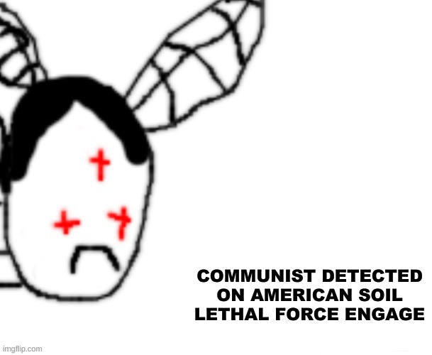 caption this meme | COMMUNIST DETECTED ON AMERICAN SOIL
LETHAL FORCE ENGAGE | made w/ Imgflip meme maker