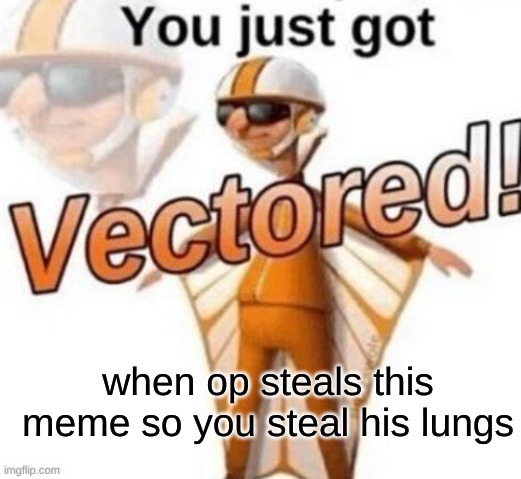 You just got Vectored | when op steals this meme so you steal his lungs | image tagged in you just got vectored | made w/ Imgflip meme maker