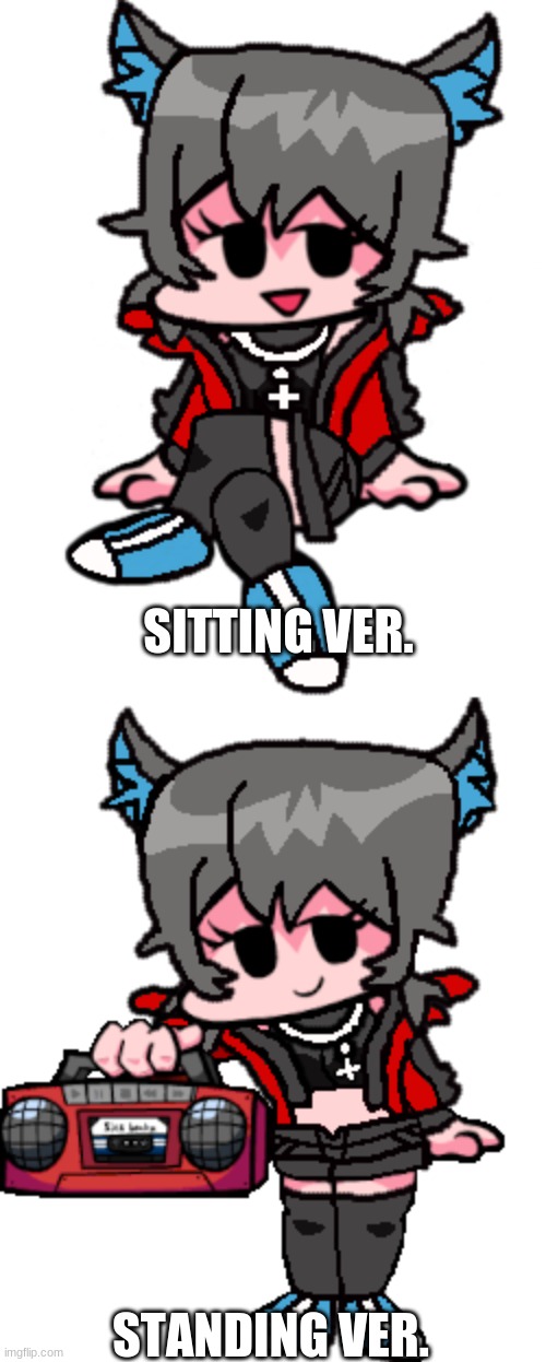 I'm not even making this for a mod, I just did this for fun. | SITTING VER. STANDING VER. | image tagged in this is my oc charlie btw | made w/ Imgflip meme maker