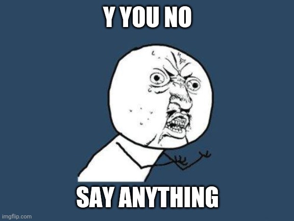 Why you no | Y YOU NO SAY ANYTHING | image tagged in why you no | made w/ Imgflip meme maker