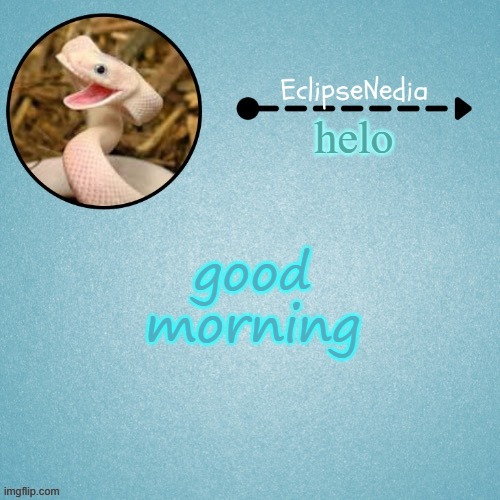 gm | helo; good morning | image tagged in eclipsenedia snek template | made w/ Imgflip meme maker