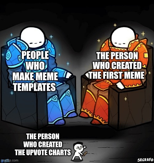 True | THE PERSON WHO CREATED THE FIRST MEME; PEOPLE WHO MAKE MEME TEMPLATES; THE PERSON WHO CREATED THE UPVOTE CHARTS | image tagged in srgrafo 152 | made w/ Imgflip meme maker