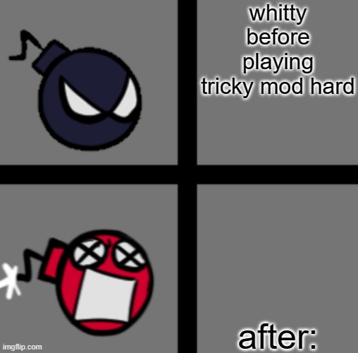 Mad Whitty | whitty before playing tricky mod hard; after: | image tagged in mad whitty | made w/ Imgflip meme maker