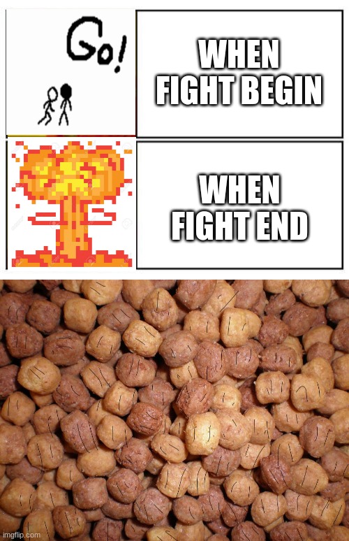 WHEN FIGHT BEGIN; WHEN FIGHT END | image tagged in no - yes | made w/ Imgflip meme maker