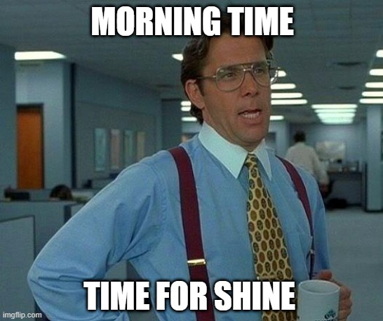 That Would Be Great | MORNING TIME; TIME FOR SHINE | image tagged in memes,that would be great,comedy | made w/ Imgflip meme maker