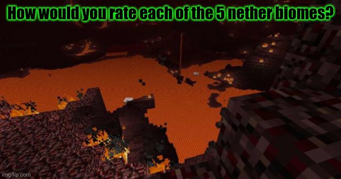 Minecraft survey #45 | How would you rate each of the 5 nether biomes? | image tagged in nether,minecraft,survey | made w/ Imgflip meme maker