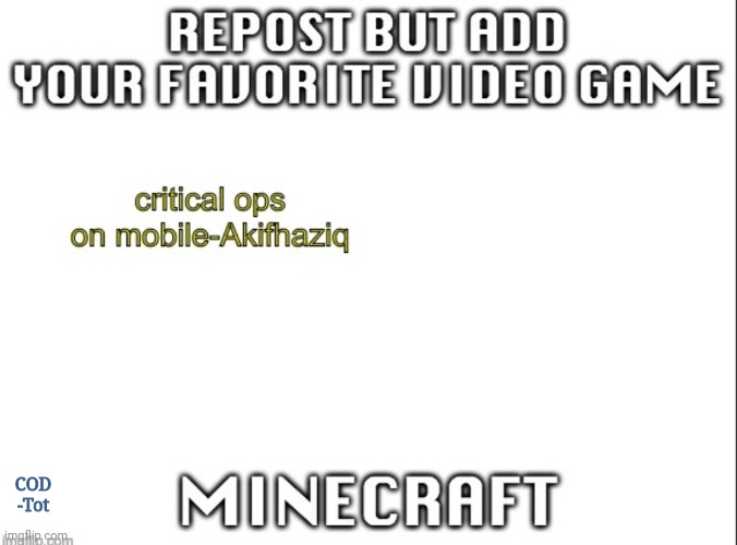 COD -Tot | made w/ Imgflip meme maker