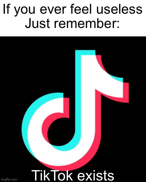 If you ever feel useless
Just remember:; TikTok exists | image tagged in if you ever feel useless | made w/ Imgflip meme maker