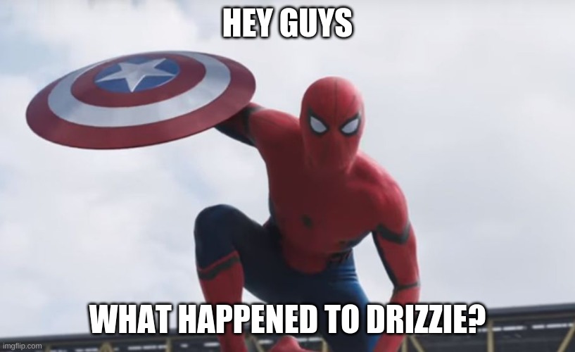Spider man Hey Guys | HEY GUYS; WHAT HAPPENED TO DRIZZIE? | image tagged in spider man hey guys | made w/ Imgflip meme maker