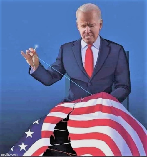 know what this stream needs more of? good ol' Norman Rockwell-esque pro-Biden propaganda | image tagged in biden stitching american flag redux | made w/ Imgflip meme maker