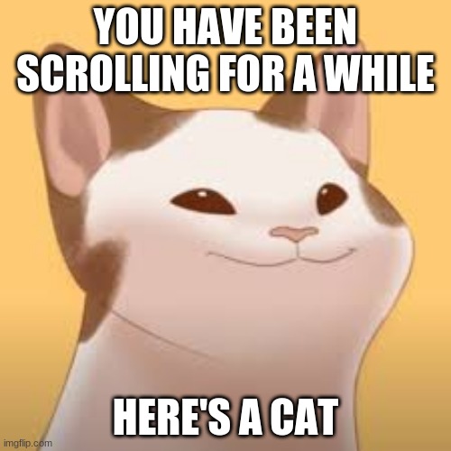 scrooling | YOU HAVE BEEN SCROLLING FOR A WHILE; HERE'S A CAT | made w/ Imgflip meme maker