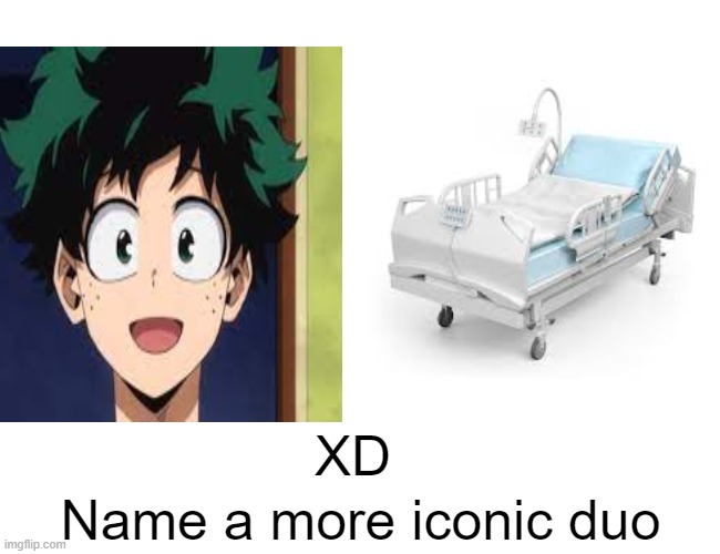 I'll wait | XD; Name a more iconic duo | image tagged in mha | made w/ Imgflip meme maker