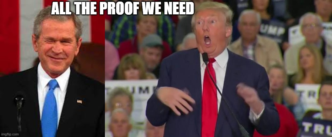 ALL THE PROOF WE NEED | image tagged in memes,george bush,donald trump mocking disabled | made w/ Imgflip meme maker