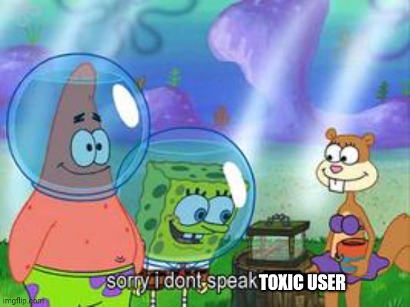 Sorry I don't speak ____ | TOXIC USER | image tagged in sorry i don't speak ____ | made w/ Imgflip meme maker