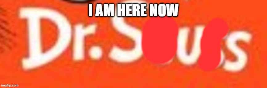 Dr. Sus | I AM HERE NOW | image tagged in dr sus | made w/ Imgflip meme maker