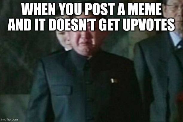 Doesn’t everybody |  WHEN YOU POST A MEME AND IT DOESN’T GET UPVOTES | image tagged in memes,kim jong un sad | made w/ Imgflip meme maker