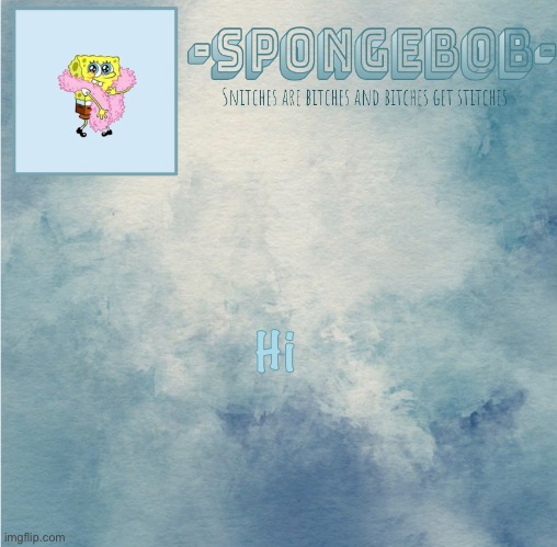 Sponge temp | Hi | image tagged in sponge temp | made w/ Imgflip meme maker