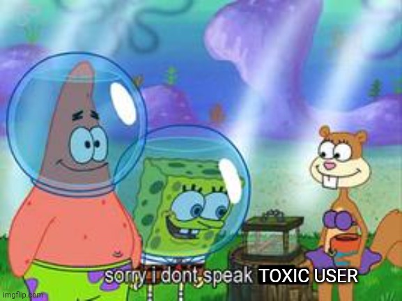 Sorry I don't speak ____ | TOXIC USER | image tagged in sorry i don't speak ____ | made w/ Imgflip meme maker