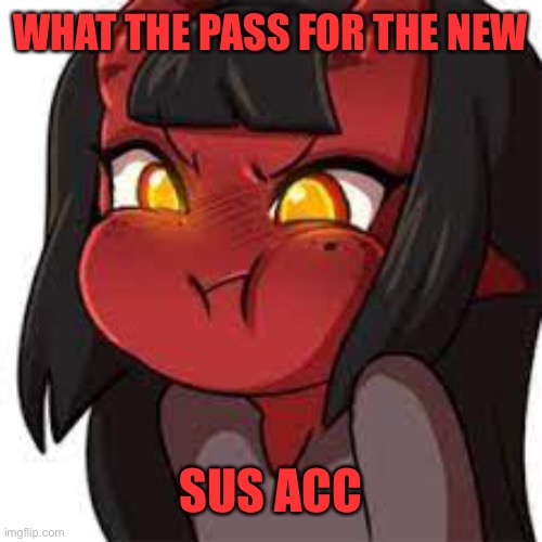 Ask and y’all shall revieve | WHAT THE PASS FOR THE NEW; SUS ACC | image tagged in meru puff | made w/ Imgflip meme maker