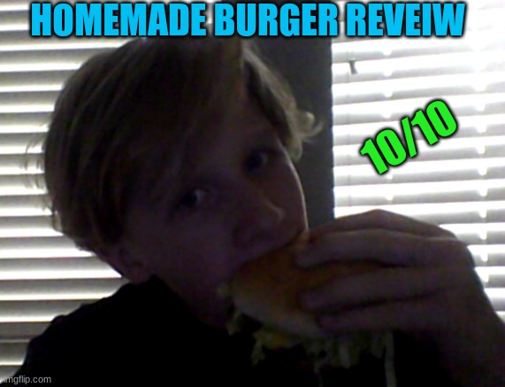 HOMEMADE BURGER REVEIW; 10/10 | made w/ Imgflip meme maker