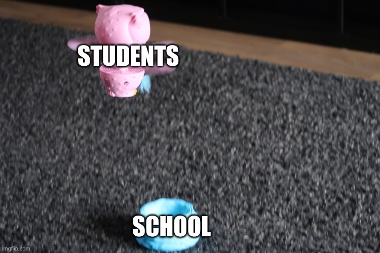 Students hate school | STUDENTS; SCHOOL | image tagged in owleez flying away from something bad template | made w/ Imgflip meme maker