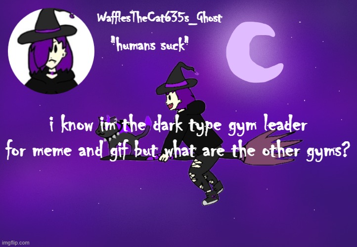 . | i know im the dark type gym leader for meme and gif but what are the other gyms? | made w/ Imgflip meme maker