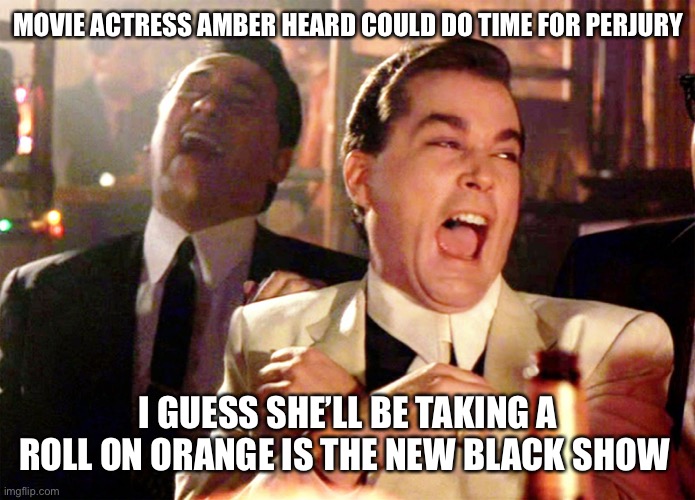 Now that’s equality | MOVIE ACTRESS AMBER HEARD COULD DO TIME FOR PERJURY; I GUESS SHE’LL BE TAKING A ROLL ON ORANGE IS THE NEW BLACK SHOW | image tagged in memes,good fellas hilarious | made w/ Imgflip meme maker