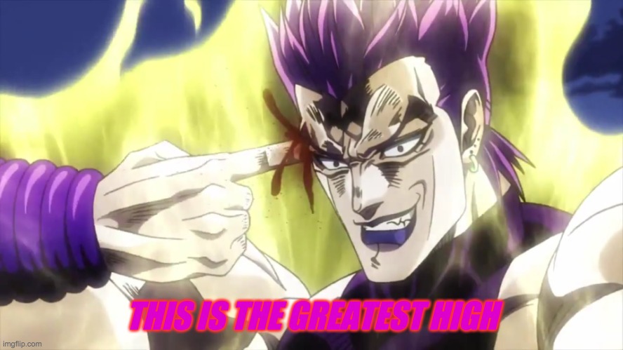Dio Brando | THIS IS THE GREATEST HIGH | image tagged in dio brando | made w/ Imgflip meme maker
