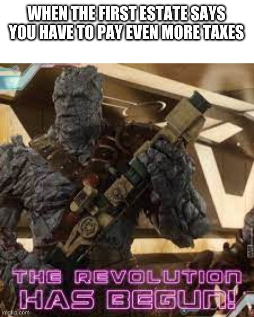 revalution | WHEN THE FIRST ESTATE SAYS YOU HAVE TO PAY EVEN MORE TAXES | image tagged in revalution | made w/ Imgflip meme maker