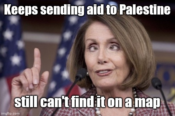 The biggest scam of the 20th century | Keeps sending aid to Palestine; still can't find it on a map | image tagged in nancy pelosi,scam,ponzi,arrogant rich man,arafat | made w/ Imgflip meme maker