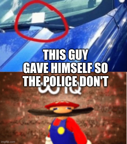infinite iq be like | THIS GUY GAVE HIMSELF SO THE POLICE DON'T | image tagged in infinite iq | made w/ Imgflip meme maker