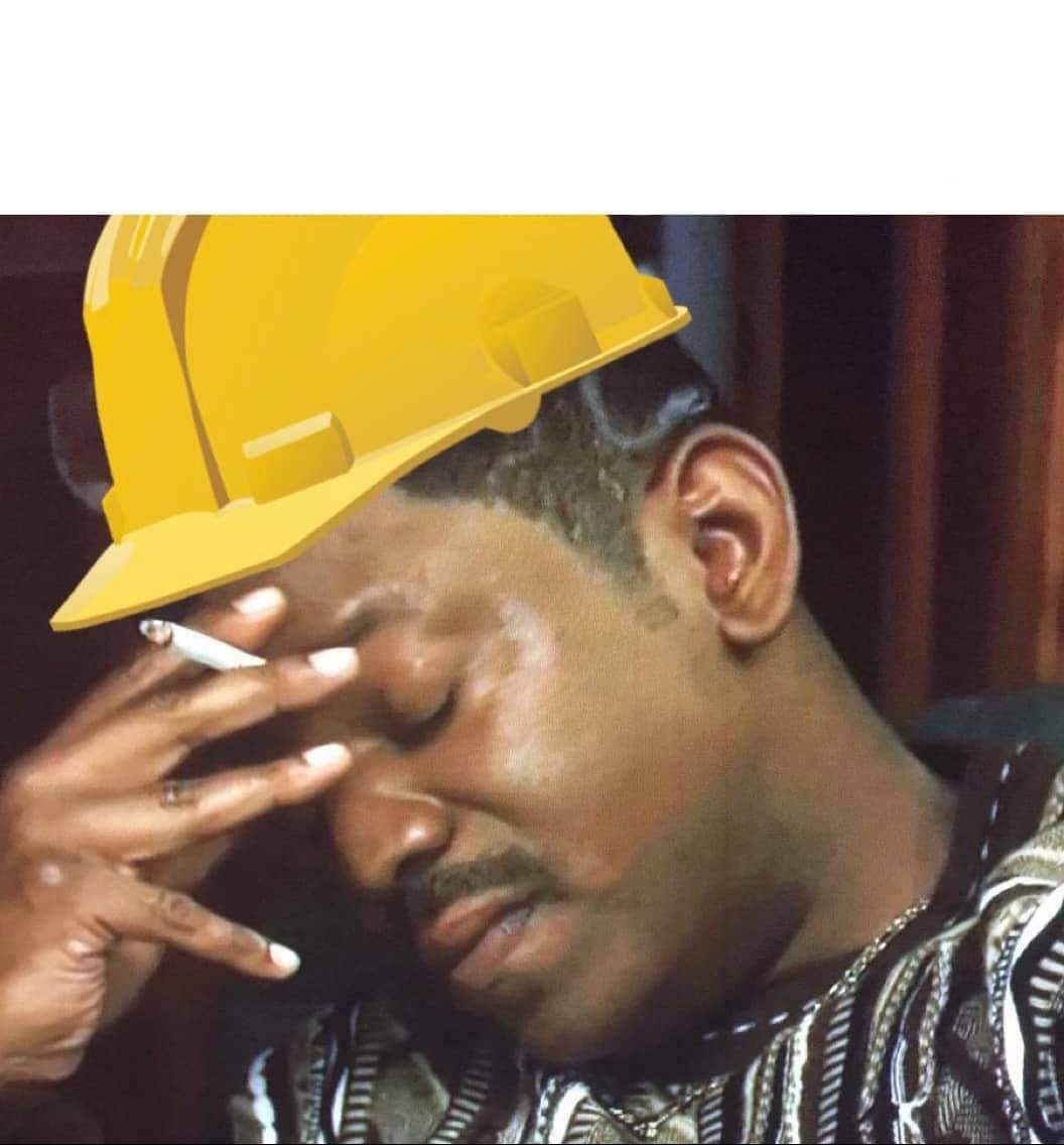 Annoyed construction worker Blank Meme Template