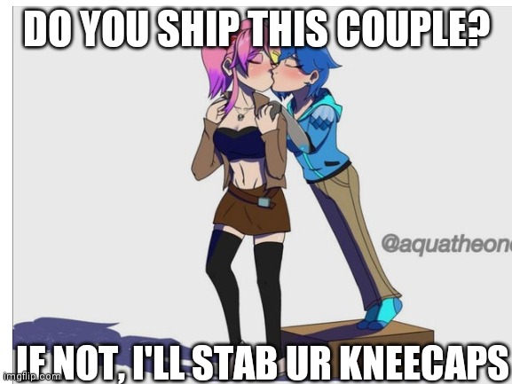 DO YOU SHIP THIS COUPLE? IF NOT, I'LL STAB UR KNEECAPS | made w/ Imgflip meme maker