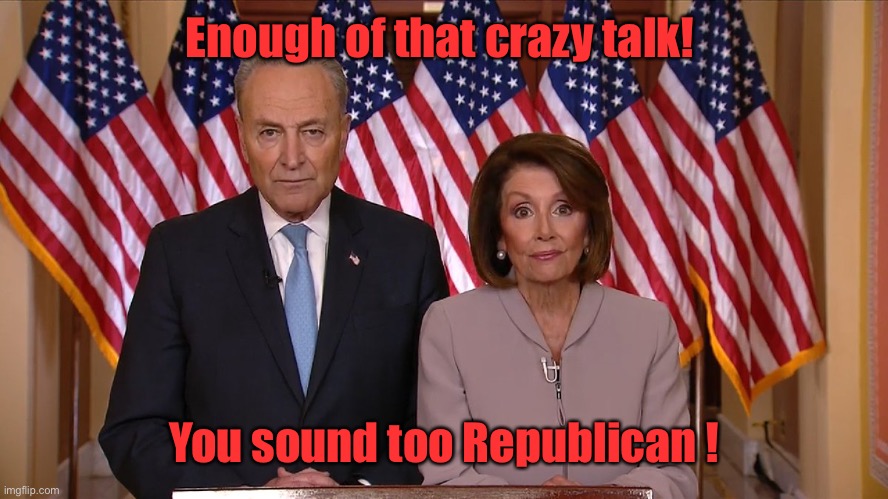 Chuck and Nancy | Enough of that crazy talk! You sound too Republican ! | image tagged in chuck and nancy | made w/ Imgflip meme maker