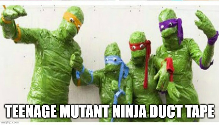 You're Singing The Theme Song That Way, Admit It! | TEENAGE MUTANT NINJA DUCT TAPE | image tagged in tmnt,superhero | made w/ Imgflip meme maker